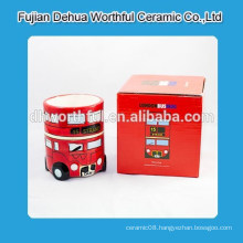 Ceramic mug with london bus design